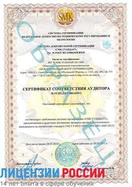 Образец сертификата соответствия аудитора №ST.RU.EXP.00014299-1 Вихоревка Сертификат ISO 14001